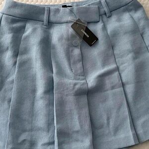 Express Pastel Blue Pleated Mini Skirt